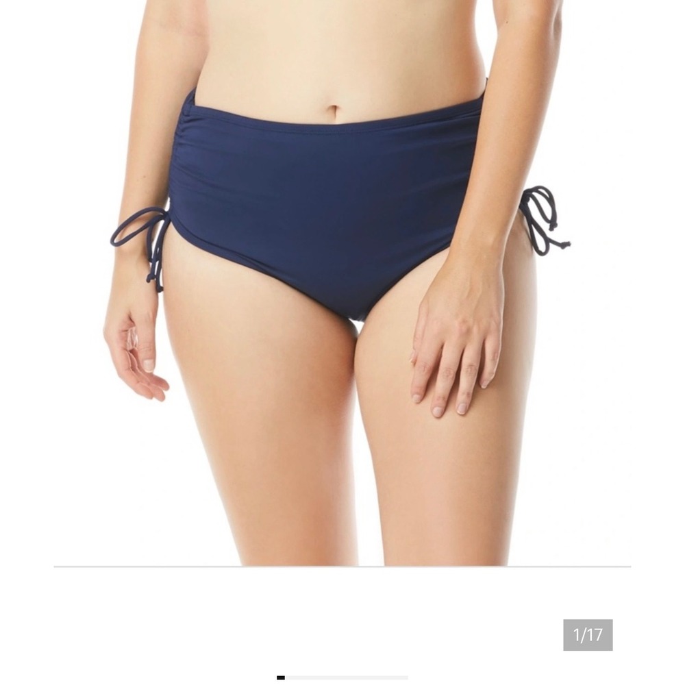 NWT Beach House Swim Blue High Waist Side Tie Bikini Bottoms UPF 50 24W